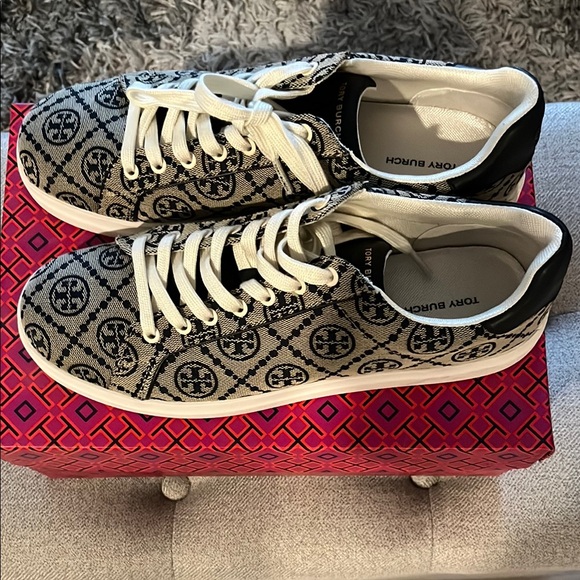Tory Burch Women's Howell T Monogram Court Low Top Sneakers - Picture 2 of 6